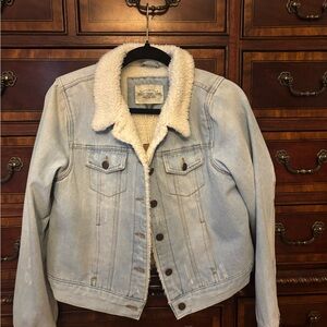 Light Blue Denim Jacket with Cream Sherpa Lining